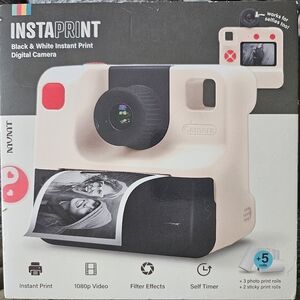 Black & White Instant Print Digital Camera - Black and White